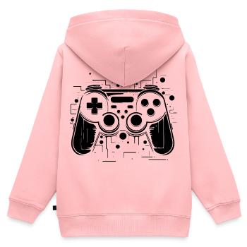 Manettes de jeu - Sweat Premium à capuche zippé enfant bio - rose - Dos - AI Model Kid Female (0cm)