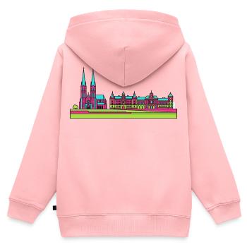 Skyline der Stadt Stettin Wały Chrobrego Kunst - Kinder Premium Organic Zip Hoodie - Rosa - Hinten - AI Model Kid Female (0cm)