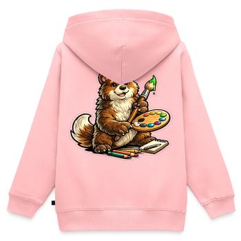 Bear avec l’Art en palette de couleurs - Sweat Premium à capuche zippé enfant bio - rose - Dos - AI Model Kid Female (0cm)