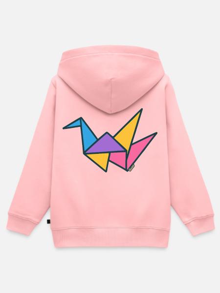 Bunter Origami-Kranich - Kinder Premium Organic Zip Hoodie - Rosa
