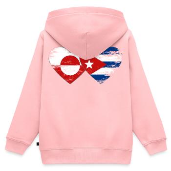 Groenland_Kuba_Flagge_Herz_used - Kinder Premium Organic Zip Hoodie - Rosa - Hinten - AI Model Kid Female (0cm)
