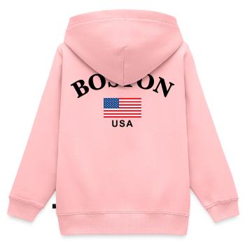 Boston, USA - Kinder Premium Organic Zip Hoodie - Rosa - Hinten - AI Model Kid Female (0cm)