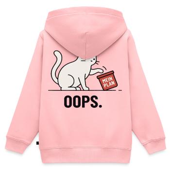 Mon plan... Oups – Chat drôle - Sweat Premium à capuche zippé enfant bio - rose - Dos - AI Model Kid Female (0cm)