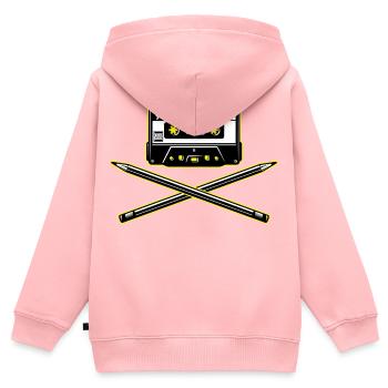 Kassette und Bleistifte - Kinder Premium Organic Zip Hoodie - Rosa - Hinten - AI Model Kid Female (0cm)