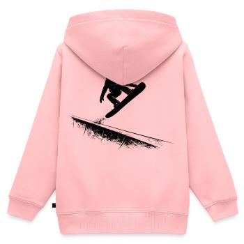 Snowboarderin Slopestyle Action Freestyle Sprung - Kinder Premium Organic Zip Hoodie - Rosa - Hinten - AI Model Kid Female (0cm)