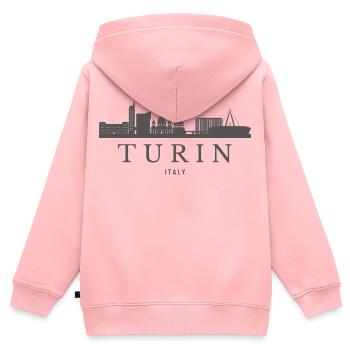 Skyline von Turin, urbane Kunst von Turin - Kinder Premium Organic Zip Hoodie - Rosa - Hinten - AI Model Kid Female (0cm)