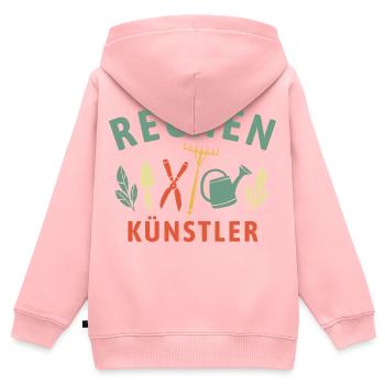Rechen Künstler - Retro Gärtner Natur - Kinder Premium Organic Zip Hoodie - Rosa - Hinten - AI Model Kid Female (0cm)