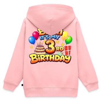 3rd birthday shirt 3rd birthday gift boy girl 3rd - Kids Premium Organic Zip-up Hoodie - rose - Back - AI Model Kid Female (0cm)