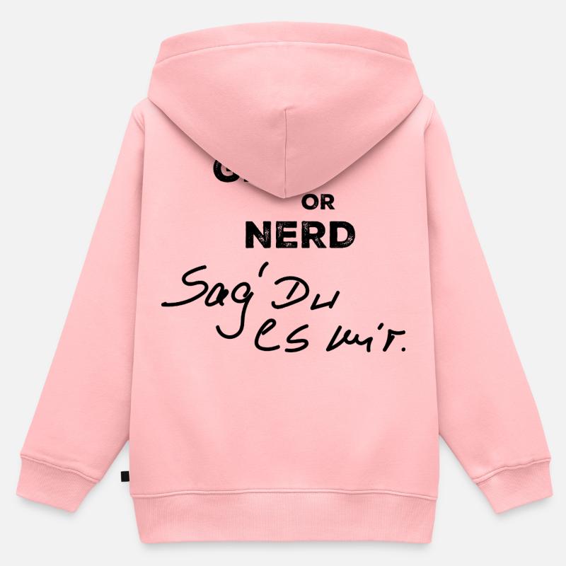 Geek oder Nerd - Kinder Premium Organic Zip Hoodie - Rosa