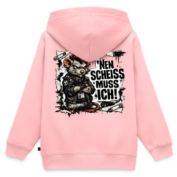 Ratte nen Scheiss muss ich frecher Spruch - Kinder Premium Organic Zip Hoodie - Rosa - Hinten - AI Model Kid Female (0cm)
