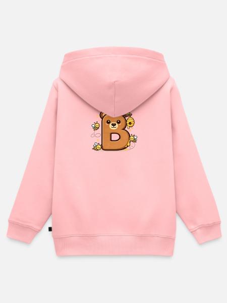HonigBär Buchstabe B - Kinder Premium Organic Zip Hoodie - Rosa