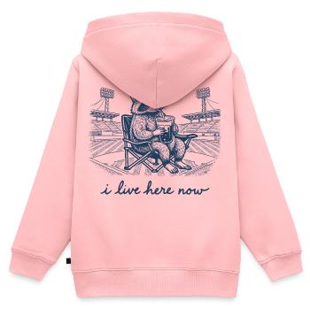Lustiger Waschbär-Baseball Ich wohne jetzt hier - Kinder Premium Organic Zip Hoodie - Rosa - Hinten - AI Model Kid Female (0cm)