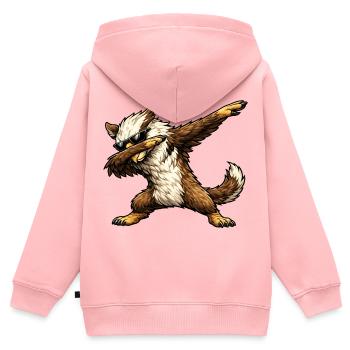 Dabbing Greif - Kinder Premium Organic Zip Hoodie - Rosa - Hinten - AI Model Kid Female (0cm)