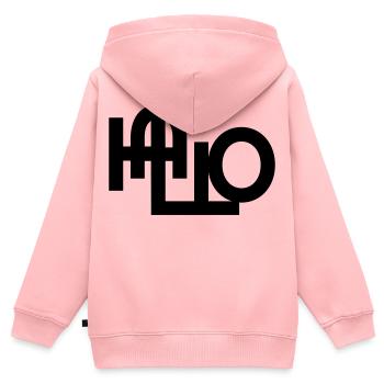 Hallo Begrüßung - Kinder Premium Organic Zip Hoodie - Rosa - Hinten - AI Model Kid Female (0cm)
