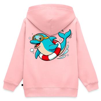 Lustiger Delfin mit Taucherbrille - Kinder Premium Organic Zip Hoodie - Rosa - Hinten - AI Model Kid Female (0cm)