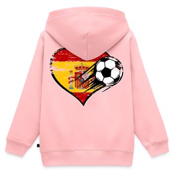 Flag football espagnol avec le cœur utilisé - Sweat Premium à capuche zippé enfant bio - rose - Dos - AI Model Kid Female (0cm)
