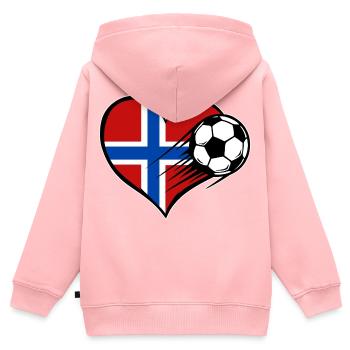 Flag Football Norvégien avec cœur - Sweat Premium à capuche zippé enfant bio - rose - Dos - AI Model Kid Female (0cm)