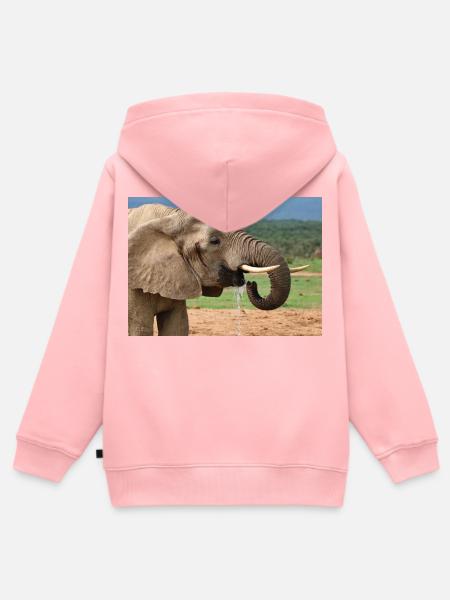 Elefant trinkt - Kinder Premium Organic Zip Hoodie - Rosa