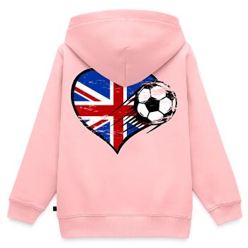 Great Britain flag football with heart used - Kids Premium Organic Zip-up Hoodie - rose - Back - AI Model Kid Female (0cm)