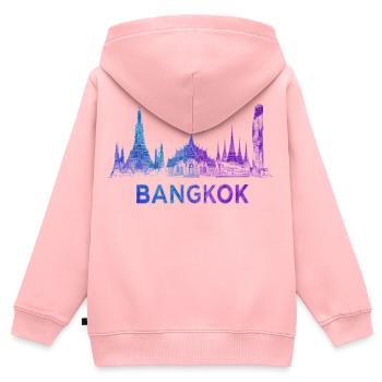 Horizon de Bangkok - Sweat Premium à capuche zippé enfant bio - rose - Dos - AI Model Kid Female (0cm)