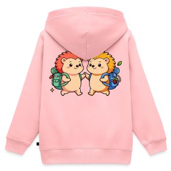 petits hérissons - Sweat Premium à capuche zippé enfant bio - rose - Dos - AI Model Kid Female (0cm)