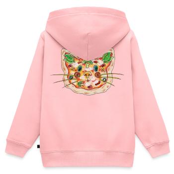 Chat à pizza - Sweat Premium à capuche zippé enfant bio - rose - Dos - AI Model Kid Female (0cm)