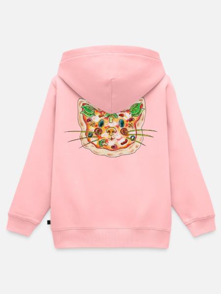 Pizza Katze - Kinder Premium Organic Zip Hoodie - Rosa