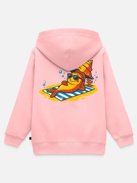 Fisch beim Sonnenbaden - Kinder Premium Organic Zip Hoodie - Rosa