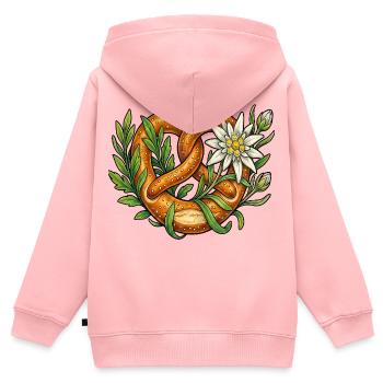 Brezel Edelweiss Volksfest Trachten Ersatz  - Kinder Premium Organic Zip Hoodie - Rosa - Hinten - AI Model Kid Female (0cm)