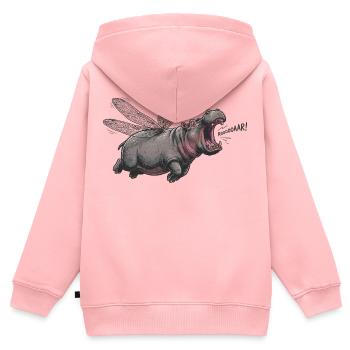 Libellule du Nil : hippopotame volant avec vols de libellules - Sweat Premium à capuche zippé enfant bio - rose - Dos - AI Model Kid Female (0cm)