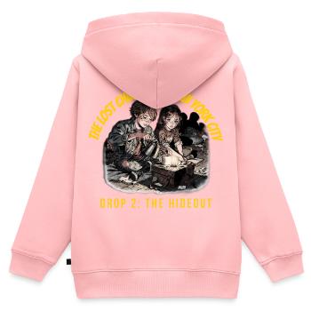 Die verlorenen Kinder von New York City Das Versteck - Kinder Premium Organic Zip Hoodie - Rosa - Hinten - AI Model Kid Female (0cm)