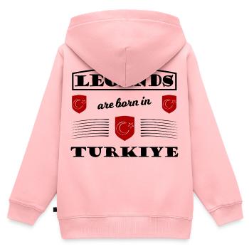 Roter Schild Türkei - Kinder Premium Organic Zip Hoodie - Rosa - Hinten - AI Model Kid Female (0cm)