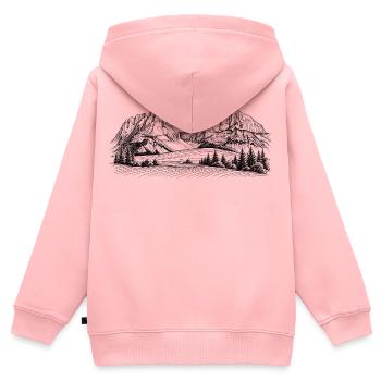 Wilder Kaiser Silhouette | Kaisergebirge Design |  - Kinder Premium Organic Zip Hoodie - Rosa - Hinten - AI Model Kid Female (0cm)