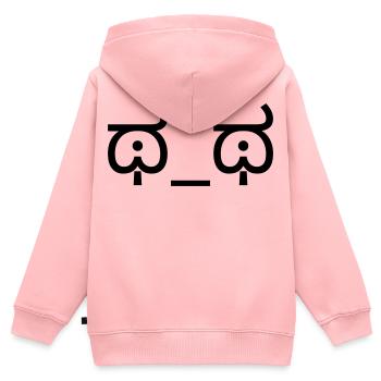 Émoticône Pleurant ಥ_ಥ Larmes Kaomoji - Sweat Premium à capuche zippé enfant bio - rose - Dos - AI Model Kid Female (0cm)