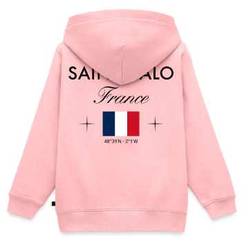 Saint Malo Frankreich Koordinaten Reise Souvenir - Kinder Premium Organic Zip Hoodie - Rosa - Hinten - AI Model Kid Female (0cm)