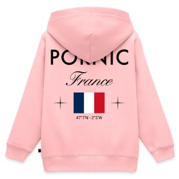 Pornic Frankreich Koordinaten Reise Souvenir - Kinder Premium Organic Zip Hoodie - Rosa - Hinten - AI Model Kid Female (0cm)