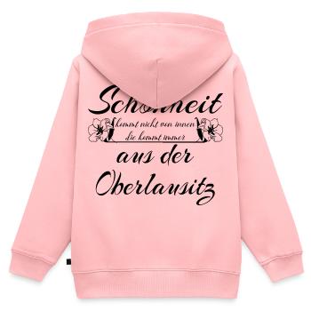 Schönheit  aus der Oberlausitz - Heimat - Kinder Premium Organic Zip Hoodie - Rosa - Hinten - AI Model Kid Female (0cm)