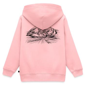 Hohe Munde Silhouette | Mieminger Kette Gipfel  - Kinder Premium Organic Zip Hoodie - Rosa - Hinten - AI Model Kid Female (0cm)