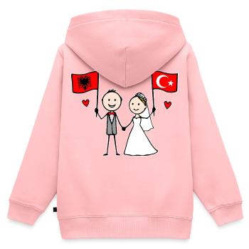Hochzeitspaar Albanien Türkei Flagge - Kinder Premium Organic Zip Hoodie - Rosa - Hinten - AI Model Kid Female (0cm)