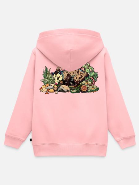 Opossum-Mama mit ihrem Nachwuchs - Kinder Premium Organic Zip Hoodie - Rosa