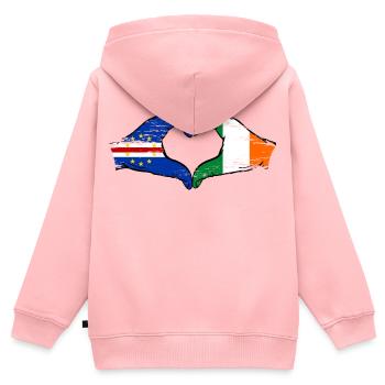 Kap Verde Irland Flagge Hände Herzform used - Kinder Premium Organic Zip Hoodie - Rosa - Hinten - AI Model Kid Female (0cm)