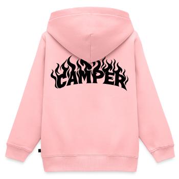 Camper Flames - Sweat Premium à capuche zippé enfant bio - rose - Dos - AI Model Kid Female (0cm)