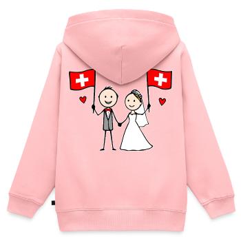 Hochzeitspaar Schweiz Flagge - Kinder Premium Organic Zip Hoodie - Rosa - Hinten - AI Model Kid Female (0cm)