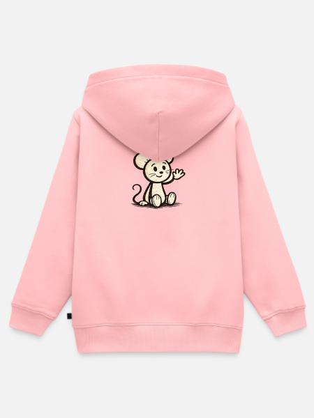 Kuschelige Maus winkt - Kinder Premium Organic Zip Hoodie - Rosa
