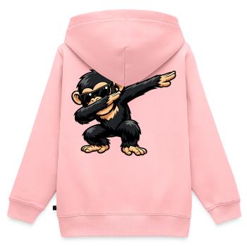 Dabbing Schimpanse - Kinder Premium Organic Zip Hoodie - Rosa - Hinten - AI Model Kid Female (0cm)