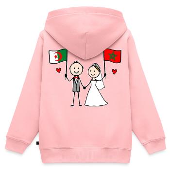 Hochzeitspaar Algerien Marokko Flagge - Kinder Premium Organic Zip Hoodie - Rosa - Hinten - AI Model Kid Female (0cm)