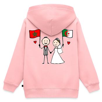 Hochzeitspaar Marokko Algerien Flagge - Kinder Premium Organic Zip Hoodie - Rosa - Hinten - AI Model Kid Female (0cm)
