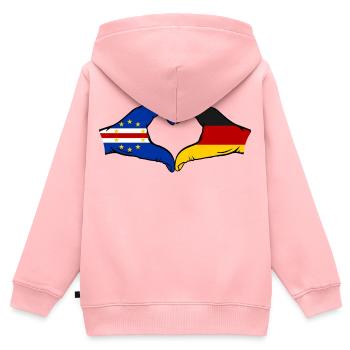 Kap Verde Deutschland Flagge Hände Herzform used - Kinder Premium Organic Zip Hoodie - Rosa - Hinten - AI Model Kid Female (0cm)
