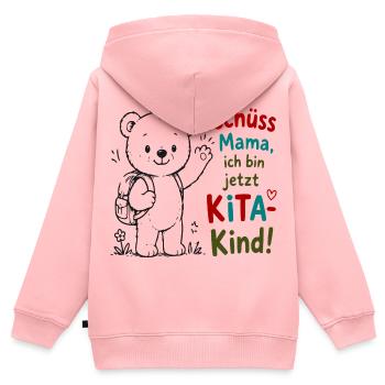 Kita Abschiedsbär mit Gruß - Kinder Premium Organic Zip Hoodie - Rosa - Hinten - AI Model Kid Female (0cm)
