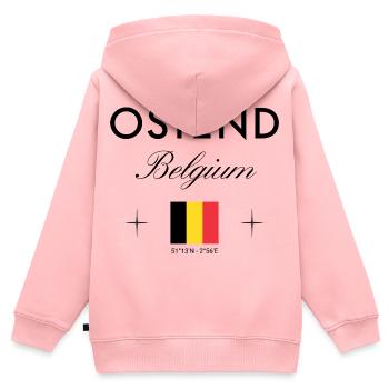Ostende Belgien Koordinaten Reise Souvenir - Kinder Premium Organic Zip Hoodie - Rosa - Hinten - AI Model Kid Female (0cm)